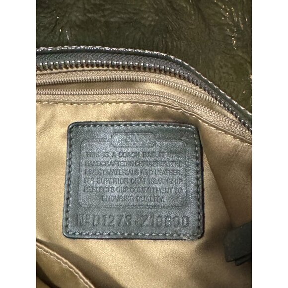 Coach Olive Green Patent Leather Tote With Adjustable Shoulder Strap & Side Buck - Picture 11 of 15